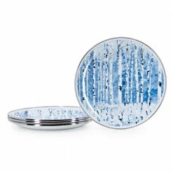 Aspen Grove 8 in. Enamelware Round Sandwich Plates (Set of 4) by Golden Rabbit