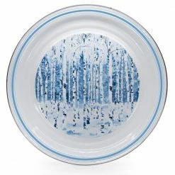 20 in. Aspen Grove Enamelware Round Serving Tray by Golden Rabbit