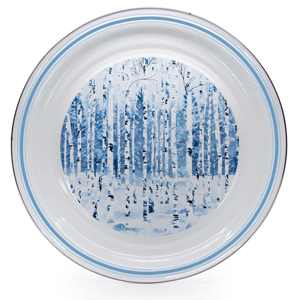20 in. Aspen Grove Enamelware Round Serving Tray by Golden Rabbit 1 20 in. Aspen Grove Enamelware Round Serving Tray by Golden Rabbit