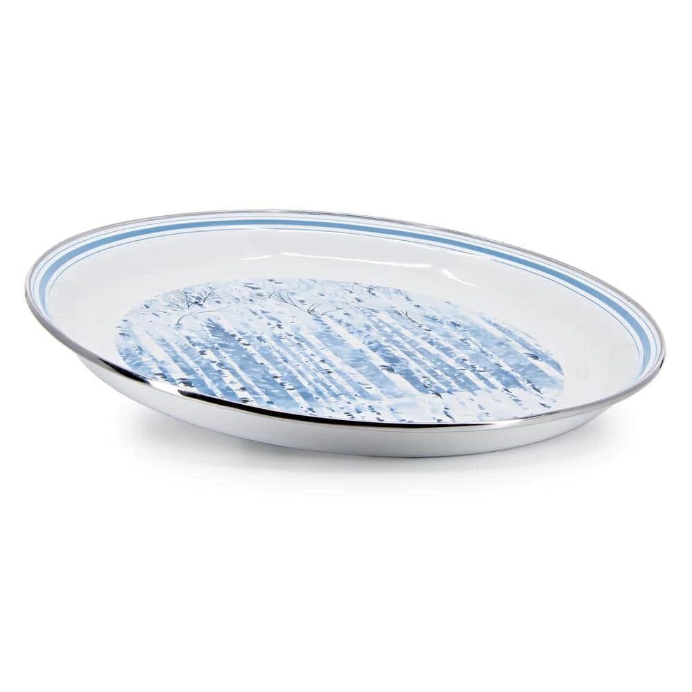 20 in. Aspen Grove Enamelware Round Serving Tray by Golden Rabbit 2 20 in. Aspen Grove Enamelware Round Serving Tray by Golden Rabbit - Image 2