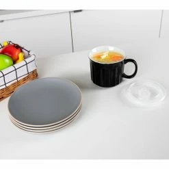 22 fl. oz. Black Ceramic Soup Bowls with Handles (Set of 1) by Mind Reader -Deals Mind Reader Store black mind reader bowls soumug22 blk fa 1000