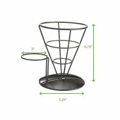 5.25 in. W x 6.75 in. H x 5.25 in. D Cone Shaped Silver Fry Cone Holder (Set of 3) by Mind Reader -Deals Mind Reader Store black mind reader serving trays fryco3 blk 76 1000