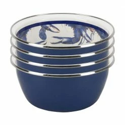 Blue Crab 3-cup Enamelware Salad Bowl Set of 4 by Golden Rabbit