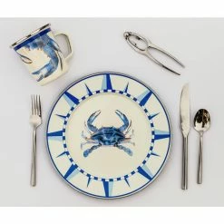 8.5 in. Blue Crab Enamelware Round Sandwich Plate Set of 4 by Golden Rabbit -Deals Mind Reader Store blue golden rabbit salad plates dessert plates se11s4 1f 1000