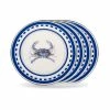 8.5 in. Blue Crab Enamelware Round Sandwich Plate Set of 4 by Golden Rabbit