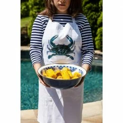 Blue Crab 4 qt. Enamelware Round Serving Bowl by Golden Rabbit -Deals Mind Reader Store blue golden rabbit serving bowls se03 31 1000