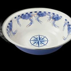 Blue Crab 4 qt. Enamelware Round Serving Bowl by Golden Rabbit -Deals Mind Reader Store blue golden rabbit serving bowls se03 4f 1000