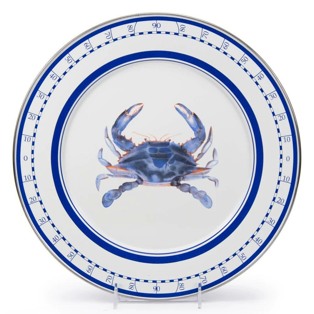 12.5 in. Blue Crab Enamelware Round Charger Plate Set of 2 by Golden Rabbit 2 12.5 in. Blue Crab Enamelware Round Charger Plate Set of 2 by Golden Rabbit - Image 2