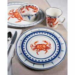 Crab House 12.5 in. Enamelware Round Chargers (Set of 2) by Golden Rabbit -Deals Mind Reader Store crab house golden rabbit dinner plates cr26s2 31 1000