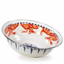 13.5 in. 128 fl. oz. Crab House Enamelware Round Serving Bowl by Golden Rabbit