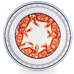 20 in. Crab House Enamelware Round Serving Tray by Golden Rabbit