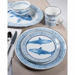 Fish Camp 10.5 in. Enamelware Round Dinner Plates (Set of 4) by Golden Rabbit -Deals Mind Reader Store fish camp golden rabbit dinner plates fc56s4 31 1000