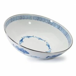 14 in. 160 fl. oz. Fish Camp Enamelware Round Catering Bowl by Golden Rabbit