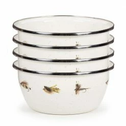 Fishing Fly 24 fl. oz. Enamelware Salad Bowls (Set of 4) by Golden Rabbit