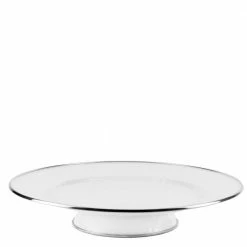 1-Tier Solid White Enamelware Cake Plate by Golden Rabbit
