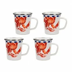 16 oz. Crab House Enamelware Latte Mugs (Set of 4) by Golden Rabbit