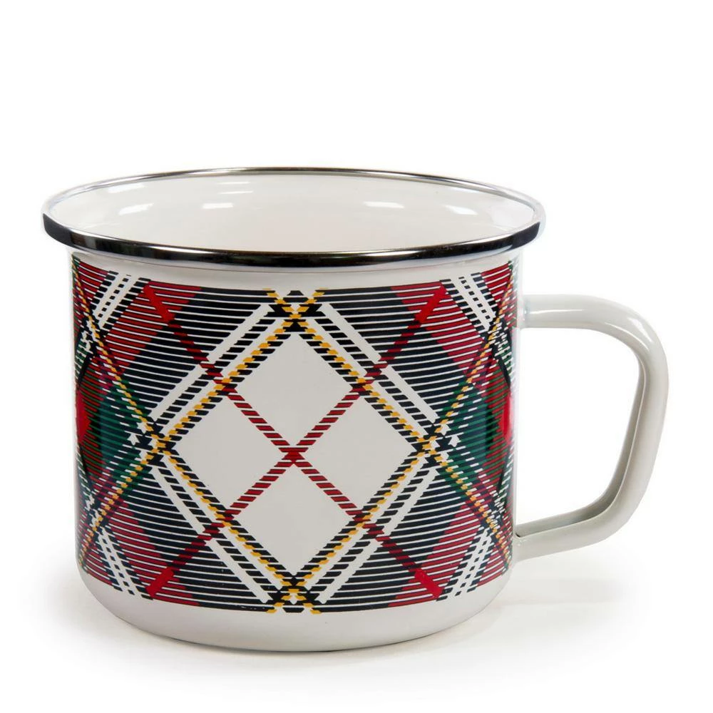 Highland Plaid 24 oz. Enamelware Grande Mugs (Set of 4) by Golden Rabbit 2 Highland Plaid 24 oz. Enamelware Grande Mugs (Set of 4) by Golden Rabbit - Image 2