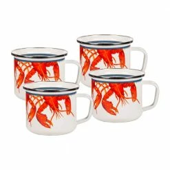 24 oz. Lobster Enamelware Grande Mugs (Set of 4) by Golden Rabbit