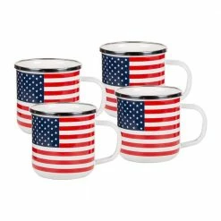 12 oz. Stars and Stripes Enamelware Coffee Mugs (Set of 4) by Golden Rabbit