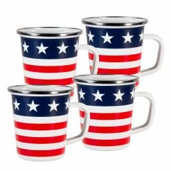 16 oz. Stars and Stripes Enamelware Latte Mugs (Set of 4) by Golden Rabbit