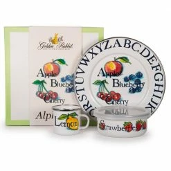 Alphabet 3-Piece Feeding Set with Plate Bowl and Mug by Golden Rabbit