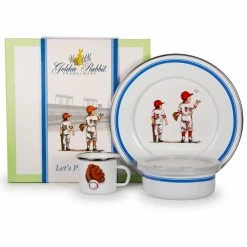 Baseball 3-Piece Feeding Set with Plate Bowl and Mug by Golden Rabbit