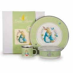 Polka Dot Peter 3-Piece Feeding Set with Plate Bowl and Mug by Golden Rabbit