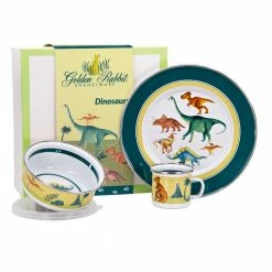 3-Piece Dinosaurs Feeding Set with Plate Bowl and Mug by Golden Rabbit