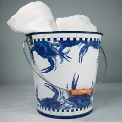 Blue Crab 3 Gal. Decorative Steel Pail by Golden Rabbit -Deals Mind Reader Store golden rabbit ice buckets se13 31 1000