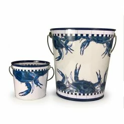 Blue Crab 3 Gal. Decorative Steel Pail by Golden Rabbit -Deals Mind Reader Store golden rabbit ice buckets se13 4f 1000