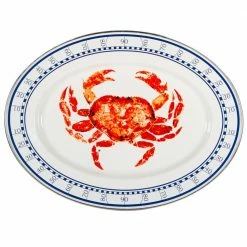 Crab House 12 in. x 16 in. Enamelware Oval Platter by Golden Rabbit
