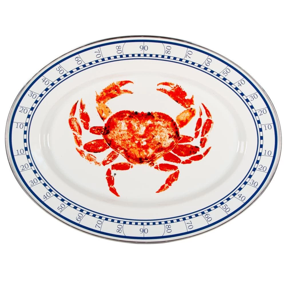 Crab House 12 in. x 16 in. Enamelware Oval Platter by Golden Rabbit 1 Crab House 12 in. x 16 in. Enamelware Oval Platter by Golden Rabbit