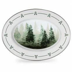 16 in W x 12 in D Forest Glen Enamelware Oval Platter by Golden Rabbit