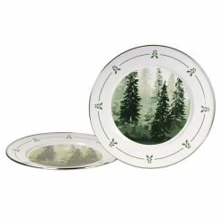 15.5 in Forest Glen Enamelware Round Charger (Set of 2) by Golden Rabbit