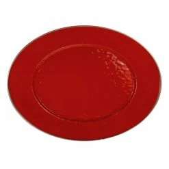 Solid Red 12 in. x 16 in. Enamelware Oval Platter by Golden Rabbit