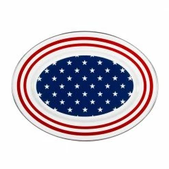 Stars and Stripes 12 in. x 16 in. Enamelware Oval Platter by Golden Rabbit