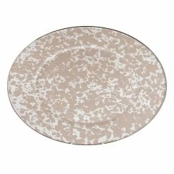 Taupe Swirl 12 in. x 16 in. Enamelware Oval Platter by Golden Rabbit