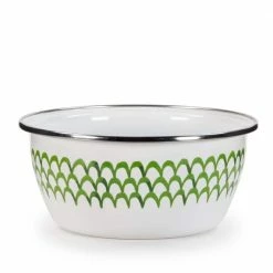 Green Scallop 3-cup Enamelware Salad Bowl Set of 4 by Golden Rabbit