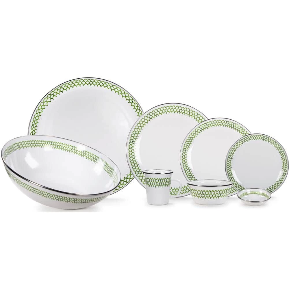 Green Scallop 8 in. Enamelware Round Sandwich Plate Set of 4 by Golden Rabbit 3 Green Scallop 8 in. Enamelware Round Sandwich Plate Set of 4 by Golden Rabbit - Image 3