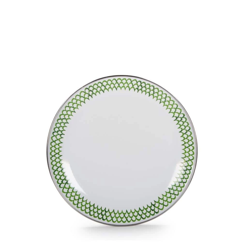 Green Scallop 8 in. Enamelware Round Sandwich Plate Set of 4 by Golden Rabbit 1 Green Scallop 8 in. Enamelware Round Sandwich Plate Set of 4 by Golden Rabbit