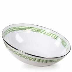 Green Scallop 5 qt. Enamelware Round Catering Bowl by Golden Rabbit