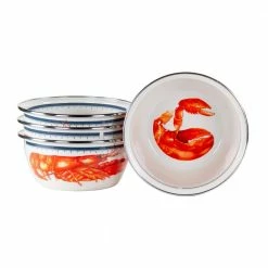 Lobster 24 fl. oz. Enamelware Salad Bowls (Set of 4) by Golden Rabbit