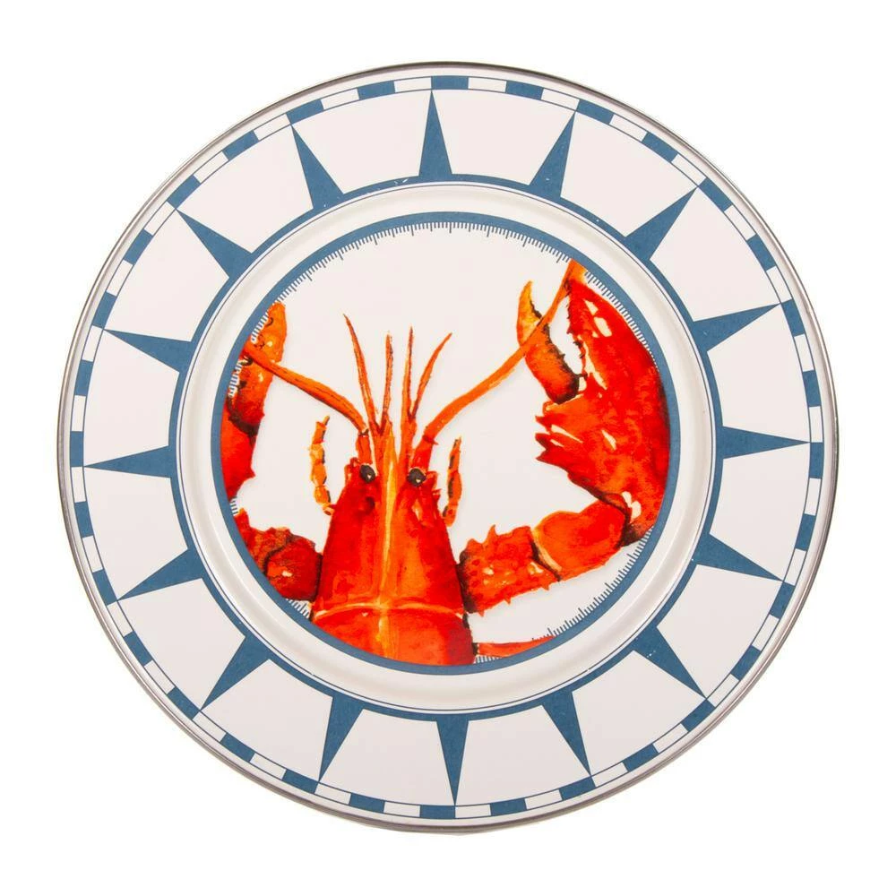 Lobster 10.5 in. Enamelware Round Dinner Plates (Set of 4) by Golden Rabbit 2 Lobster 10.5 in. Enamelware Round Dinner Plates (Set of 4) by Golden Rabbit - Image 2