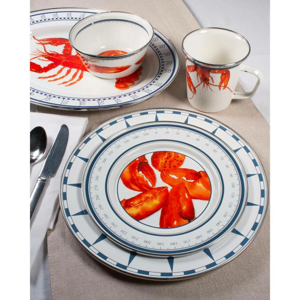 Lobster 12.5 in. Enamelware Round Chargers (Set of 2) by Golden Rabbit 3 Lobster 12.5 in. Enamelware Round Chargers (Set of 2) by Golden Rabbit - Image 3