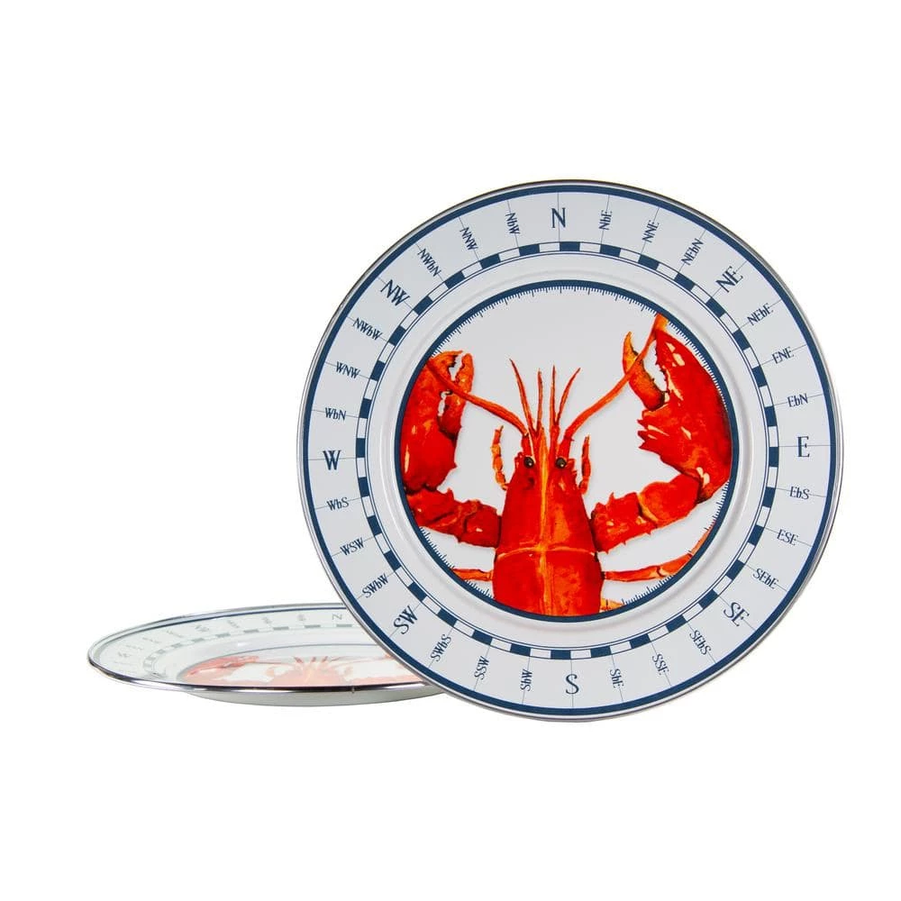 Lobster 12.5 in. Enamelware Round Chargers (Set of 2) by Golden Rabbit 1 Lobster 12.5 in. Enamelware Round Chargers (Set of 2) by Golden Rabbit