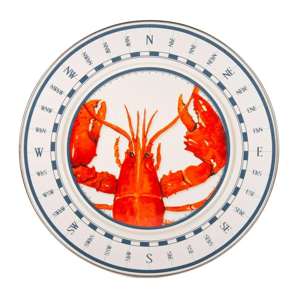 Lobster 12.5 in. Enamelware Round Chargers (Set of 2) by Golden Rabbit 2 Lobster 12.5 in. Enamelware Round Chargers (Set of 2) by Golden Rabbit - Image 2