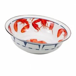 13.5 in. 128 fl. oz. Lobster Enamelware Round Serving Bowl by Golden Rabbit