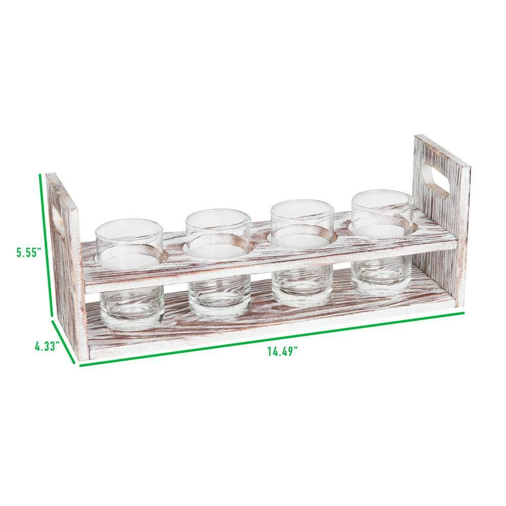 0.16 gal. Brown Total with 4-Glasses, 5 oz. Each Torched Wood Beverage Serveware Kitchen Serveware Flight Set by Mind Reader 7 0.16 gal. Brown Total with 4-Glasses, 5 oz. Each Torched Wood Beverage Serveware Kitchen Serveware Flight Set by Mind Reader - Image 7