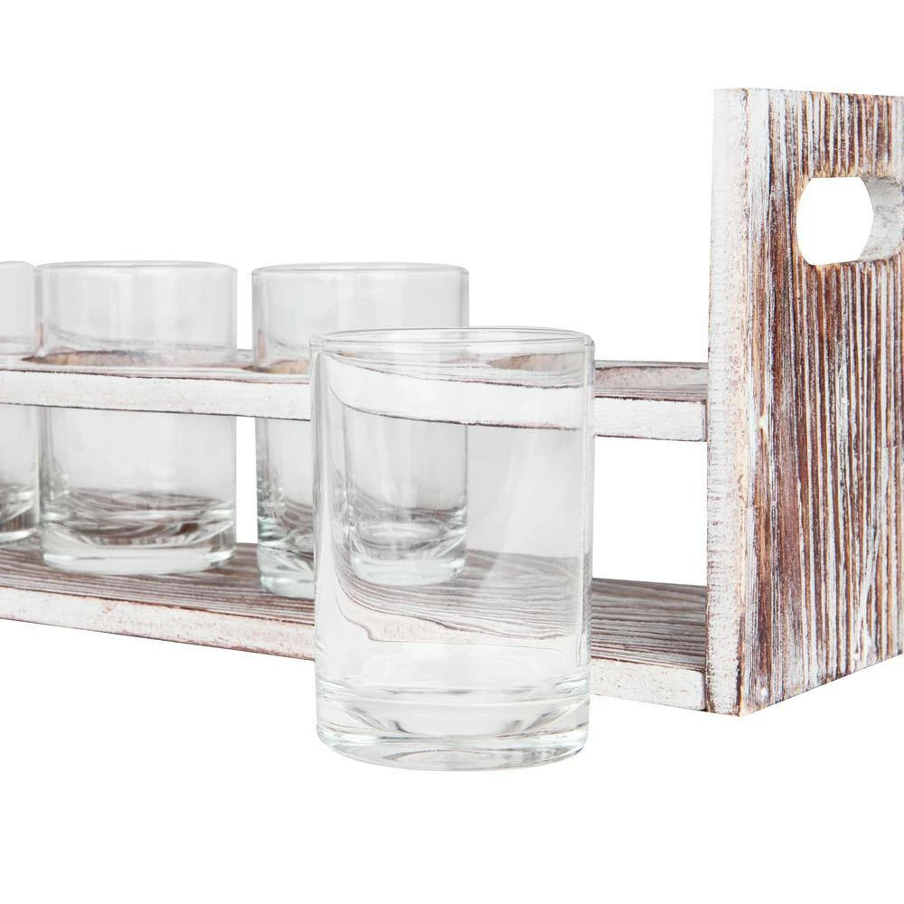 0.3 gal. Brown Total with 8-Glasses, 5 oz. Each Torched Wood Beverage Serveware Kitchen Serveware Flight Set by Mind Reader 4 0.3 gal. Brown Total with 8-Glasses, 5 oz. Each Torched Wood Beverage Serveware Kitchen Serveware Flight Set by Mind Reader - Image 4