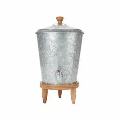 12 Qt. Double Wall Galvanized Beverage Dispenser, Cold Beverage Dispenser, Leak Free Spigot, Serving, Silver by Mind Reader